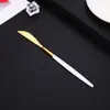 Juego de Cubiertos de Acero Inoxidable 410 Personalizado, Mango Plano, Vajilla Portuguesa, Cuchillo para Filete Occidental, Tenedor y Cuchara para Postre y Ensalada