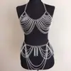 WMS Nuevo Estilo Europeo y Americano Cadena de Pecho de Aleación Metálica, Cadena de Cintura, Conjunto de Cadena Corporal en Dorado, Plateado, Negro Gunmetal B10