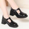 Zapatos de Piel para Mamá, Tacones Altos, Correas con Hebilla en T, Tacones Gruesos, Piel Suave, Zapatos para Mujeres de Mediana Edad y Mayores, Suelas Súper Suaves Que No Cansan Tus Pies