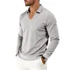 Europeo y Americano Transfronterizo Pesado Primavera y Otoño Hombres Casual Solapa Profundo V Moderno Viaje Deporte Manga Larga POLO Sudadera con Capucha Venta al por Mayor