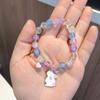 Pulseira Infantil de Cristal Colorido Estilo Novo Japonês e Coreano Transfronteiriça Fofa para Estudante Feminina Liga de Zinco Cartoon Pulseira de Contas de Vidro