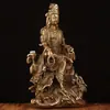 Estátua de Buda de caráter antigo folha de lótus Guanyin sentada no Dragão Guanyin livre decoração de casa presente criativo artesanato ornamentos