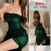 Vestido Camisola de Malla Transparente Nuevo y de Moda con Atractivo Diseño de Color Sólido Hombros Descubiertos y Abertura Lateral, Atractivo Camisón 692