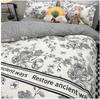 Conjunto de Roupa de Cama de Três Peças, Lençóis de Algodão com Aloe Vera, Capa de Edredom, Lençóis, Conjunto de Quatro Peças de Algodão Lavado, Fabricante de Dropshipping de Peça Única Atacado