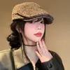 Gorra Retro Estilo Británico para Mujer, Boina Versátil para Primavera y Otoño, Moda de Sombrero Pequeño que Adelgaza la Cara, Tendencia para Circunferencia de Cabeza Grande