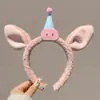 Diadema de Oso de Pelo de Cordero de Dibujos Animados, Diadema Linda para Niña, Accesorios para Fotos de Parque de Diversiones, Sombrero de Cumpleaños, Moño para el Cabello, Tocado para Mujer
