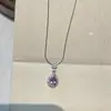 Collar Colgante Imitación Amatista 2026 Chispeante Cadena de Clavícula Completa de Diamante Forma de Gota de Agua para Mujer Nicho Lujo Ligero Temperamento a la Moda