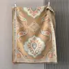 Lenço Imitação Cashmere Flor de Castanha Atmosfera Retrô Temporada Outono e Inverno Xale Quente de Alta Qualidade Dupla Utilização Lenço Estilo Étnico