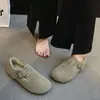 Zapatos Birkenstock de felpa con suela gruesa para mujer, nuevos mocasines vintage 2026, zapatos sencillos Birkenstock, zapatos peludos de invierno, zapatos cálidos de algodón
