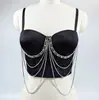 Cadena de Borla de Alta Gama Francesa Elegante Tirante para Banquetes y Fiestas Moda Espina de Pescado Ajustado Top Fruncido Sujetador