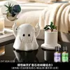 Pote de armazenamento de pedra difusora de fantasminha com dedo do meio engraçado, ornamento de mesa para quarto com aromaterapia sem chama, decoração criativa de pote de aromaterapia