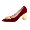 Zapatos de Boda Xiuhe Nuevos Zapatos de Boda de Tacón Grueso Color Borgoña Zapatos de Boda de Tacón Alto para Banquete de Brindis de Mujer