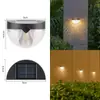 Luz Solar Semicircular de 6 LEDs para Valla Luz de Pared Sombra Luz Nocturna para Jardín Luz Lavaluz de Pared Luz para Escalones Luz de Pared de Gota de Agua