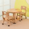 Mesa y Sillas de Madera Maciza para Niños. Escritorio y Sillas de Jardín de Niños. Educación Temprana Aprendizaje Escritura Juguete Mesa Ajustable de Madera Maciza y Sillas