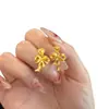 Pendientes de Corazón con Lazo Dorado Estilo Princesa Femenina Pendientes para Mujer Nuevo Chinoiserie Lujo Accesible Pendientes Dorados