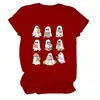 Amazon eBay Tienda Independiente Casual Linda Divertida Camiseta de Manga Corta con Cuello Redondo de Fantasma Leyendo un Libro para Mujer para Exportación