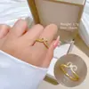 [Galvanoplastia de ouro real] Design Europeu e Americano ins Wind Geometry Diamond Ball Ring Anel Aberto de Vento Frio para Mulheres