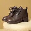Botines estilo Martin británicos para mujer, nueva colección primavera/otoño 2026, diseño adelgazante, cómodos con cordones, tacón grueso, tacón medio, botines cortos para mujer