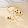 Pulsera de Mariposa de Moda de Venta Caliente Transfronteriza Europea y Americana, Brazalete de Brazo de Flor de Metal Hueco Exagerado, Pulsera Abierta Incrustada de Diamantes