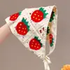Lenço de Cabeça Triangular de Alta Qualidade Estilo Ins Verão Viagem Estilo Pastoral 2025 Novo Lenço de Cabeça Tricotado Vazado Retrô para Mulheres