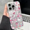 Funda de Gasa con Plumas en Forma de Corazón Rosa Girly para Apple 17Pro, Funda Láser para iPhone16, Funda Transparente con Agujero Grande 18Pm