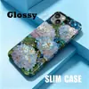 El más vendido de TEMU, hermoso estilo de pintura al óleo, ventana dorada, flor de hortensia, funda rígida de PC para iPhone 18, funda de teléfono de cobertura completa para 17pm