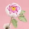 Decoraciones de flor de peonía tejidas a mano con hilo, flores artificiales como regalos para amigos y mejores amigas, flores tejidas
