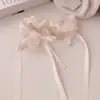 Goma para el pelo con lazo de cinta de flor de rosa suave, Elástico versátil y elegante para el cabello para mujer