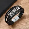 Pulseras de Cuero para Hombre Multicapa Tejidas a Mano de Aleación de Zinc Cuadradas Listas para Usar Estilo Nuevo Retro Europeo y Americano Transfronterizo