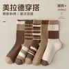 Meias Femininas de Outono e Inverno na Cor Maillard, Meias de Cano Médio, Meias Slouch Versáteis e Simples, Meias Longas Marrons Estilo College