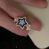 Anel Aberto de Metal Estrela Antiga para Mulheres Anel de Dedo Celebre na Internet Retrô para Casais Design de Nicho Anel de Alta Qualidade Tendência