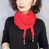 Opções multicoloridas, costura em cores contrastantes, lenço de pescoço plissado com fecho magnético, leve, sem necessidade de amarrar, lenço decorativo de seda simples e elegante para mulheres