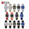 Ofns Nuevo Reloj de Forma de Barril Más Vendido Multifuncional Impermeable Luminoso Romano para Hombre Pequeño de Tres Manecillas con Calendario Reloj de Cuarzo