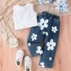 Europa e Estados Unidos Transfronteiriço em Venda Quente Novas Explosões Conjunto de Calça e Colete de Verão Feminino Colete Listrado com Calça Jeans Estampada