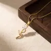 Colar de Flor de Tulipa Popular de Moda Transfronteiriça Simples de Cobre Microincrustado para Mulheres, Joia de Corrente de Clavícula Exquisita de Nicho de Luxo Leve