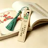 Marcadores de Página de Bambu Pequenos de Poesia de Celebridade, Porcelana de Cristal Pintada, À Prova d'Água e Duráveis, Marcadores de Página com Borla de Seda de Gelo, Personalizáveis da Fábrica