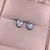 Brincos de Topázio Prata S925 Incrustados Simples para o Dia a Dia Feminino Tesouro Colorido Cristal Simples Versátil Joia de Orelha Moda Ol