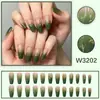 Verde Oscuro verdoso con Diseño Difuminado de Foil Dorado, Uñas Portables para Otoño e Invierno, Realza el Cutis, Piezas de Uña Terminadas con un Estilo Moderno, Arte de Uñas Removible