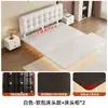 Cama tapizada de hierro forjado, cama doble moderna minimalista, cama de dormitorio principal de lujo ligero estilo italiano, cama con estructura de acero, cama flotante con panel perforado