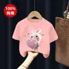 Estilo Novo de Verão Roupas Infantis de Manga Meia Manga Tops Infantis 2026 Tamanhos Médio e Grande Meninas Bebês Camisetas de Manga Curta Camisetas 100% Algodão
