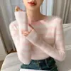 26 Nuevo Suéter de Mujer de Cachemira Delgado con Rayas Gruesas para Otoño/Invierno, Cuello Redondo, Diseño Perezoso y Elegante, Top Versátil