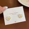 Novos brincos de anel C com gota de óleo, auréola colorida, laço de amor, estrela de prata, femininos, doces, delicados, versáteis