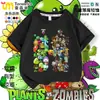 Plantas vs.. Camiseta de Manga Curta para Meninos Zumbis Verão Máquina de Ervilhas Desenho Animado Algodão Puro Infantil Manga Meia Manga Tendência 2