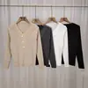Diseño Base Otoño e Invierno Estilo Occidental Top para Mujer Borde con Borlas Elegantes Francesas Jersey de Punto Adelgazante Elegante con Cuello en V Ropa Exterior