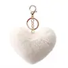 Colgante de Pompón con Forma de Corazón Transfronterizo al por Mayor, Decoración de Peluche para Coche, Llavero con Forma de Corazón para Parejas, Pompón del Día de San Valentín