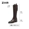 Botas de Montar Zhr para Aumentar la Altura 5.5cm Puntiagudas Corte en V Botas Estrechas Botas Largas Forradas de Felpa Estilo Nuevo Invierno 2025 para Mujer
