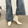 First Encounter Temporada Botines de tacón bajo punta cuadrada para mujer 2026 Otoño Invierno nuevos botines simples para mujer botines cortos Botines franceses ajustados