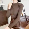 Camiseta Interior Básica de Cuello Redondo de Modal para Mujer, Nuevo Estilo Otoño/Invierno, Ropa Interior, Camiseta de Manga Larga Moldeadora, Estilo Básico, Top Elegante