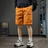 Pantalones Deportivos Rojo Anaranjado Ajustados con Cintura de Cordón y Múltiples Bolsillos Shorts de Playa de Verano para Hombre Shorts Casuales para el Trabajo