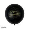 Venda quente transfronteiriça da Amazon balão de látex tema formatura preto e dourado 12 polegadas balão de confete e lantejoula decoração